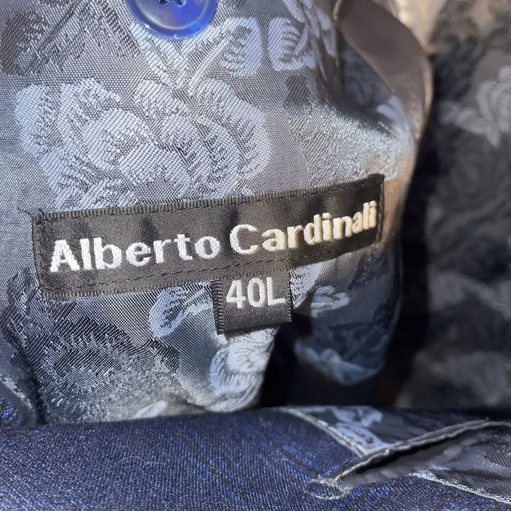 Alberto Cardinali Men’s 2 Piece Suit Size 40L Navy Blue Business Formal City